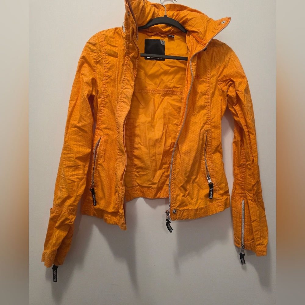 Vibrant Orange Lightweight Shirt Jacket with Textured Finish